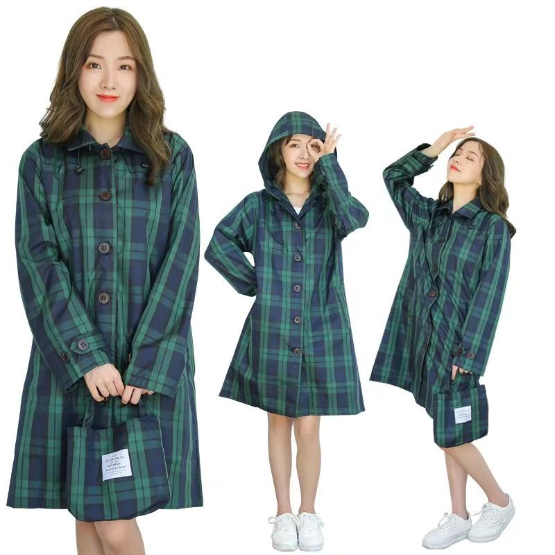 Women'S Fashion Rain Jacket - เสื้อโค้ทกันฝนน้ำหนักเบาระบายอากาศได้ดีสำหรับผู้หญิงเสื้อกันฝนลายตารางสีเขียวกันน้ำสำหรับผู้ชาย