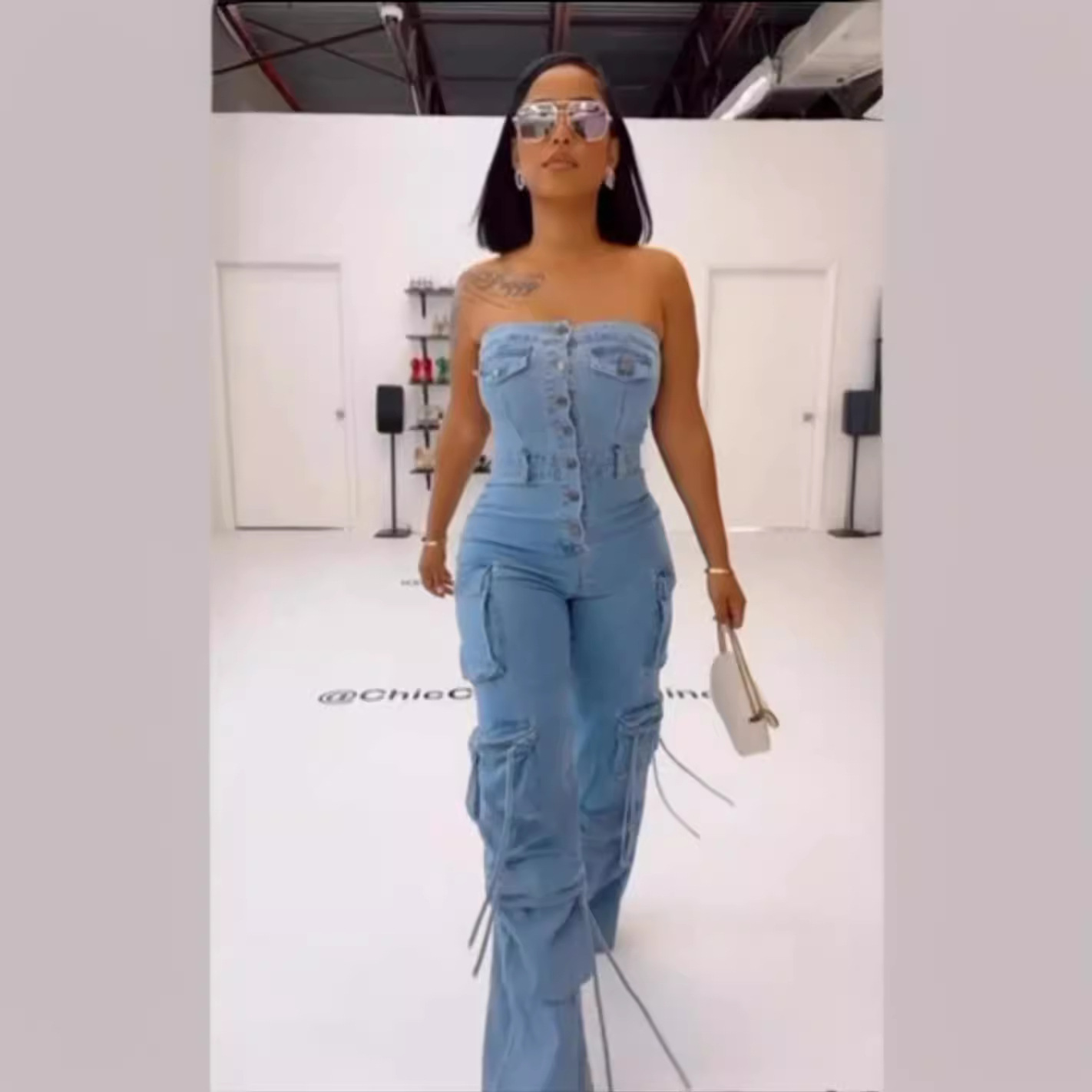 Mom Jeans Women - Jumpsuits ผู้หญิง Strapless One Piece DENIM