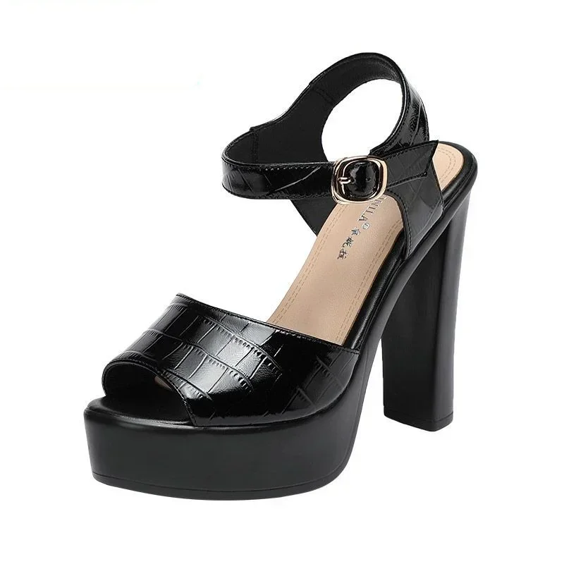 Women Fashion Trend 2025 - 10 ซม.13 ซม.แฟชั่นรองเท้าแตะหนังแท้ Chunky Platform รองเท้าฤดูร้อน
