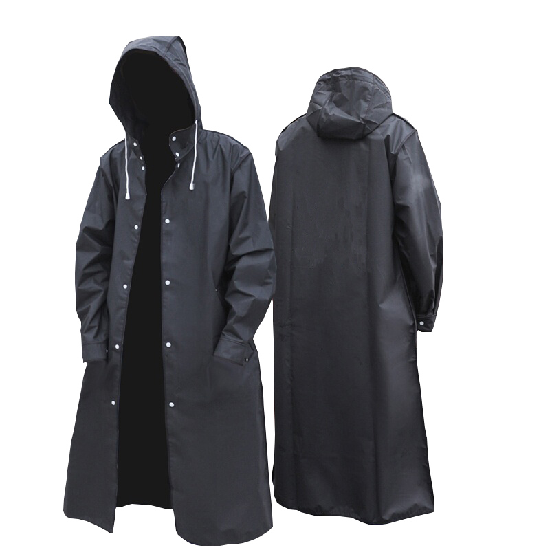 Women'S Fashion Rain Jacket - สีดําแฟชั่นผู้ใหญ่กันน้ํายาวเสื้อกันฝนผู้หญิงผู้ชาย Rain Coat Hooded สําหรับเดินป่ากลางแจ้งตกปลาปีนเขาหนา