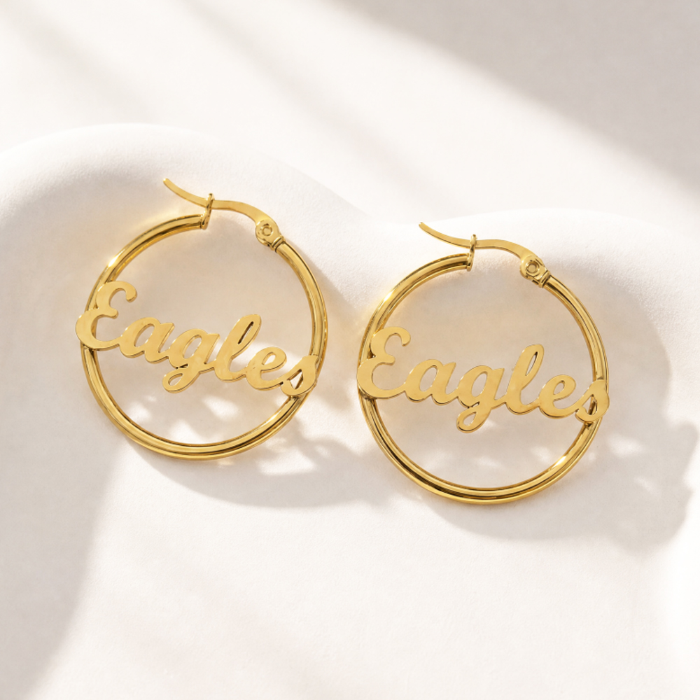 ต่างหูห่วงสลักชื่อแบบกำหนดเองส - Women Fashion Fun บทวิจารณ์และราคา