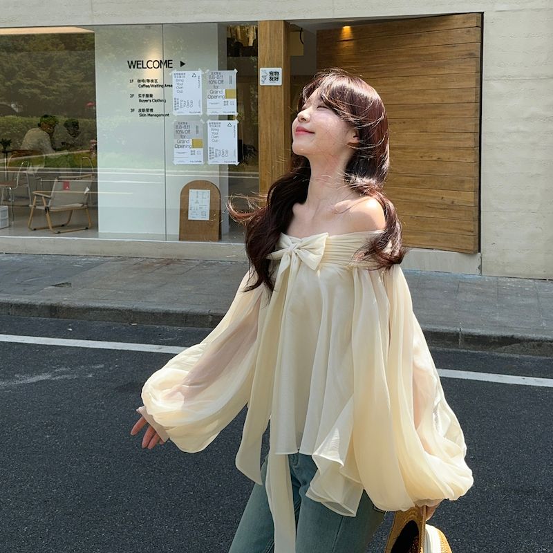 เสื้อเชิ้ตแขนพองสไตล์ฝรั่งเศสส - Asymmetric Top Women บทวิจารณ์และราคา