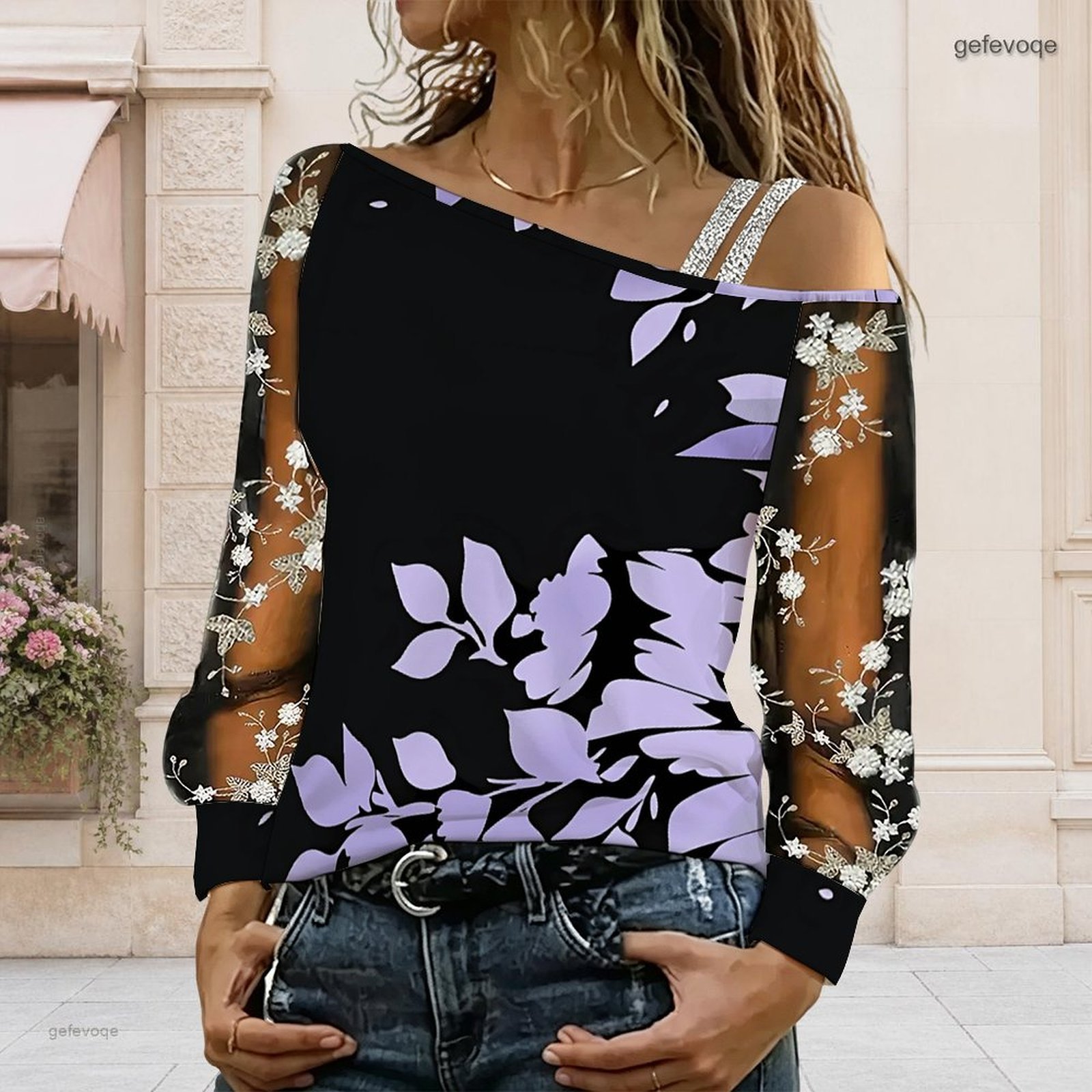 เสื้อผู้หญิงเปิดไหล่ ทรงไม่สมม - Asymmetric Top Women บทวิจารณ์และราคา