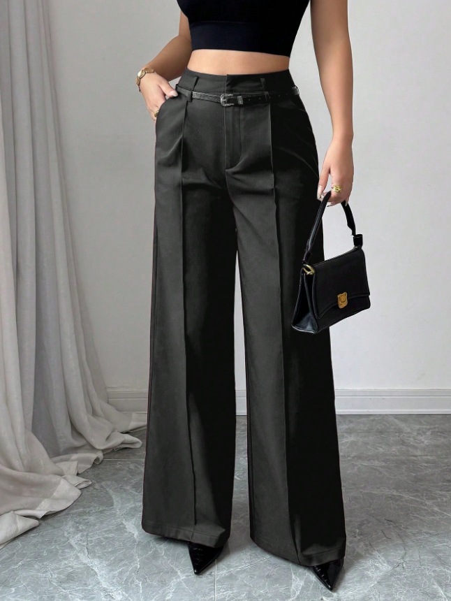 กางเกงขายาวเอวสูงทรงพลีท ขากว้ - Mom Jeans Women บทวิจารณ์และราคา