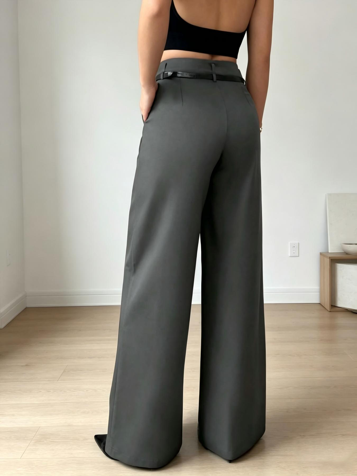 กางเกงขายาวเอวสูงทรงพลีท ขากว้ - Mom Jeans Women บทวิจารณ์และราคา