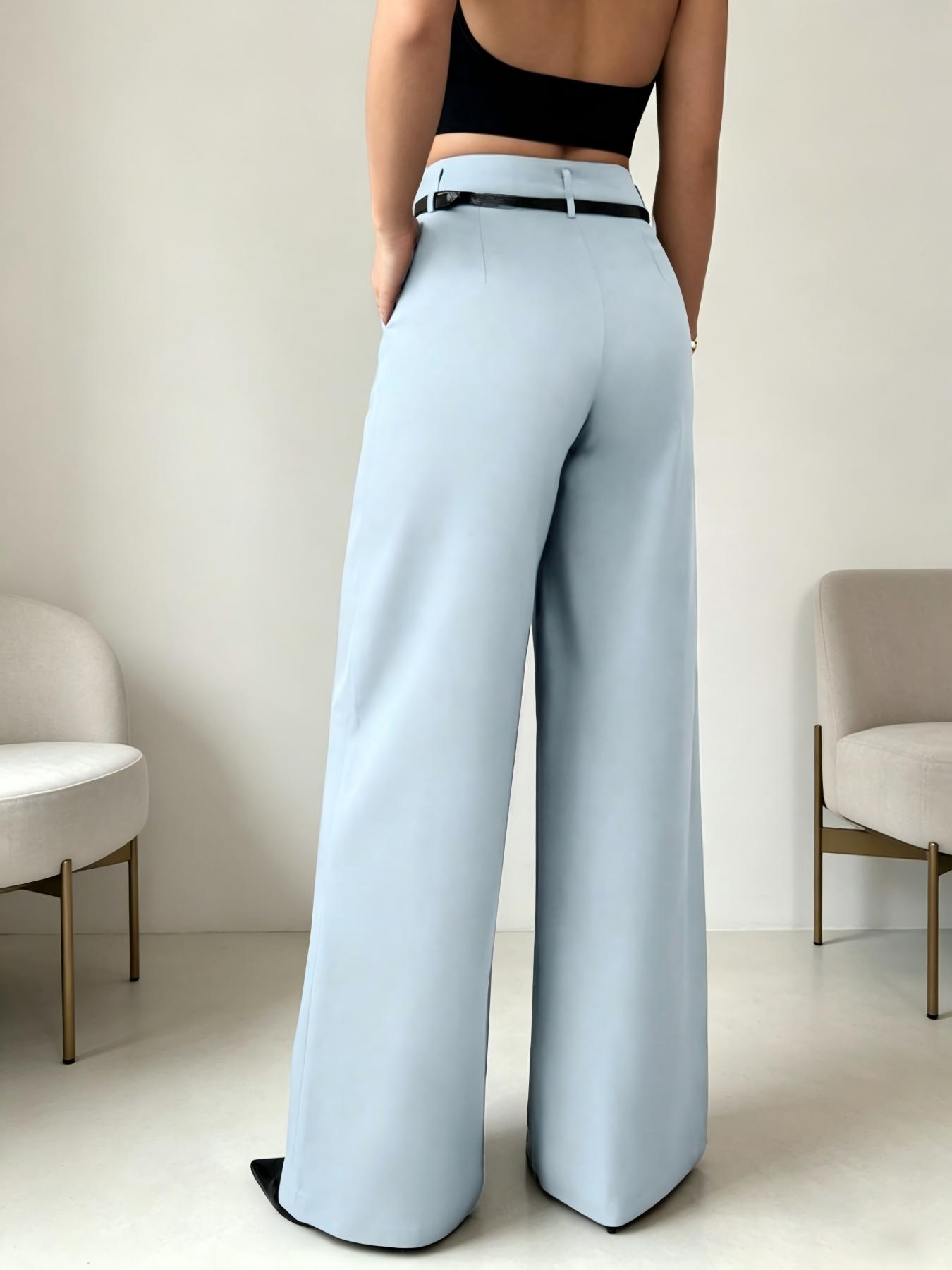 กางเกงขายาวเอวสูงทรงพลีท ขากว้ - Mom Jeans Women บทวิจารณ์และราคา