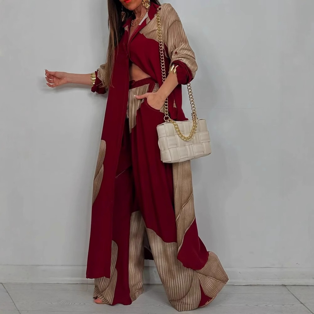 ชุดเซ็ตผู้หญิงลายพิมพ์ เสื้อเช - Wide Leg Palazzo Pants บทวิจารณ์และราคา