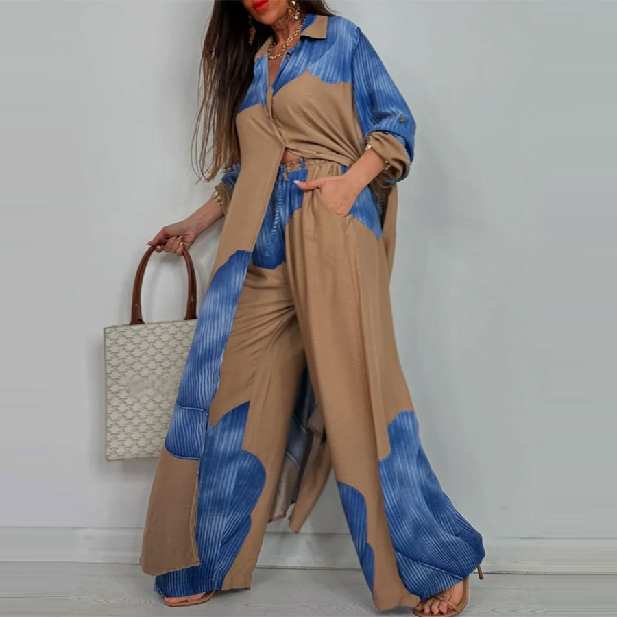 ชุดเซ็ตผู้หญิงลายพิมพ์ เสื้อเช - Wide Leg Palazzo Pants บทวิจารณ์และราคา