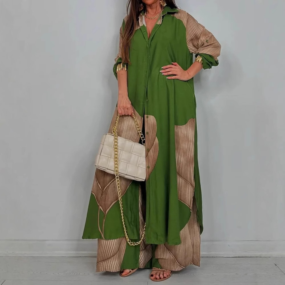 ชุดเซ็ตผู้หญิงลายพิมพ์ เสื้อเช - Wide Leg Palazzo Pants บทวิจารณ์และราคา