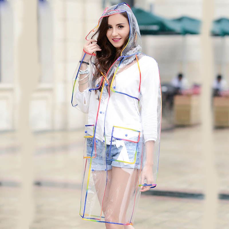 เสื้อกันฝนโปร่งใสมีขอบสีรุ้งหล - Women'S Fashion Rain Jacket บทวิจารณ์และราคา