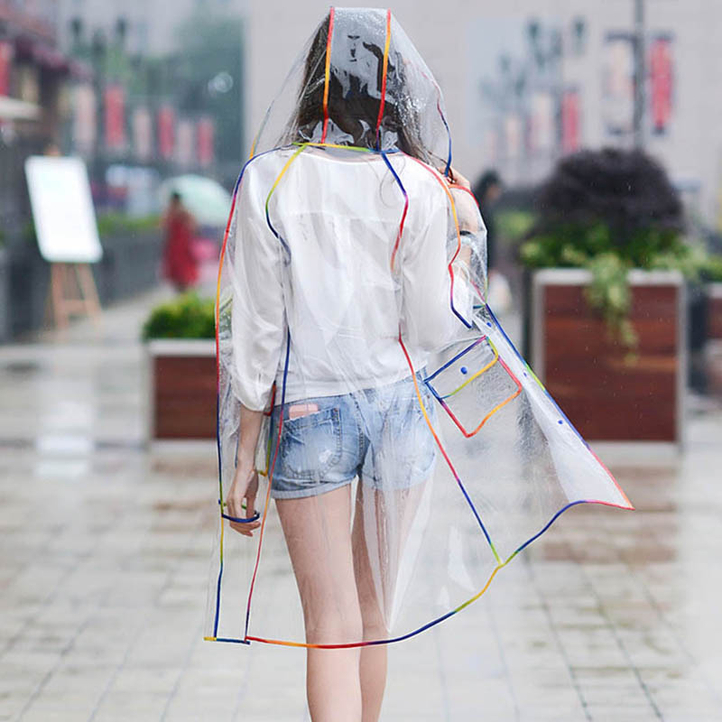 เสื้อกันฝนโปร่งใสมีขอบสีรุ้งหล - Women'S Fashion Rain Jacket บทวิจารณ์และราคา