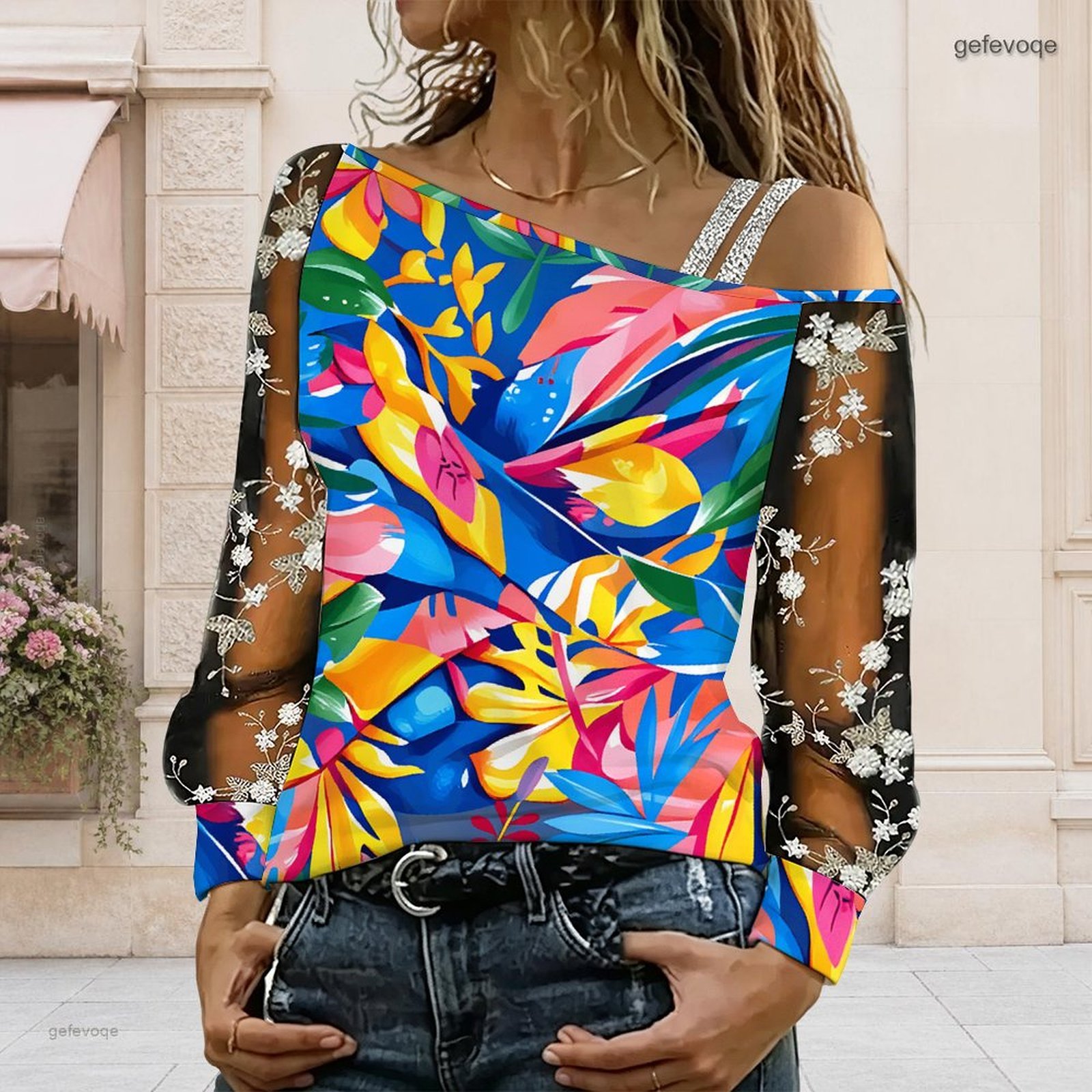 เสื้อผู้หญิงเปิดไหล่ ทรงไม่สมม - Asymmetric Top Women บทวิจารณ์และราคา