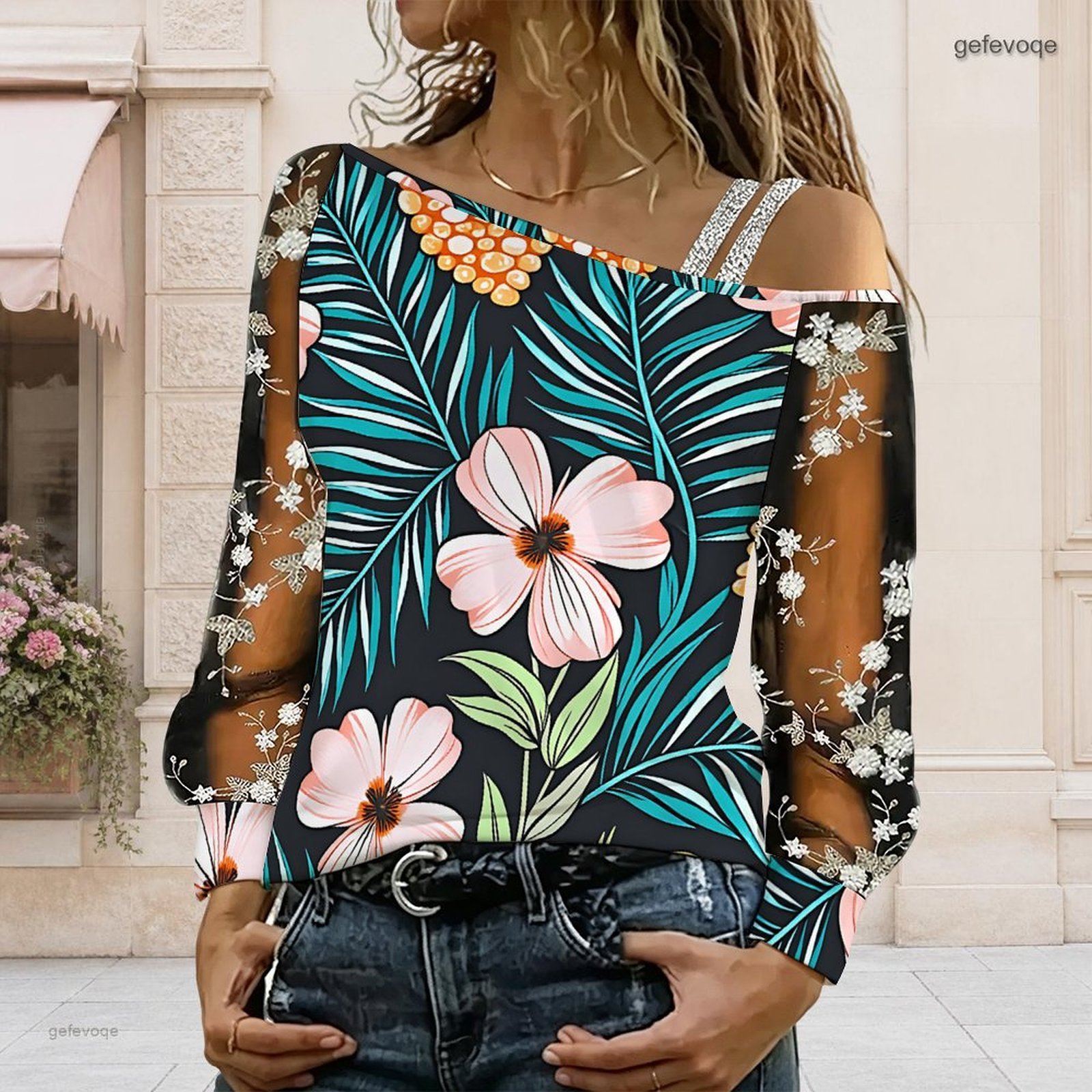 เสื้อผู้หญิงเปิดไหล่ ทรงไม่สมม - Asymmetric Top Women บทวิจารณ์และราคา