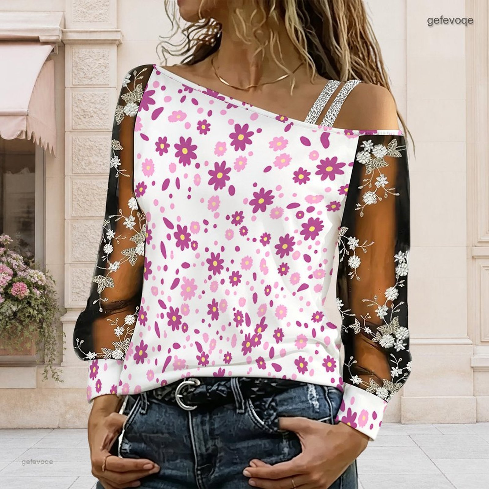 เสื้อผู้หญิงเปิดไหล่ ทรงไม่สมม - Asymmetric Top Women บทวิจารณ์และราคา