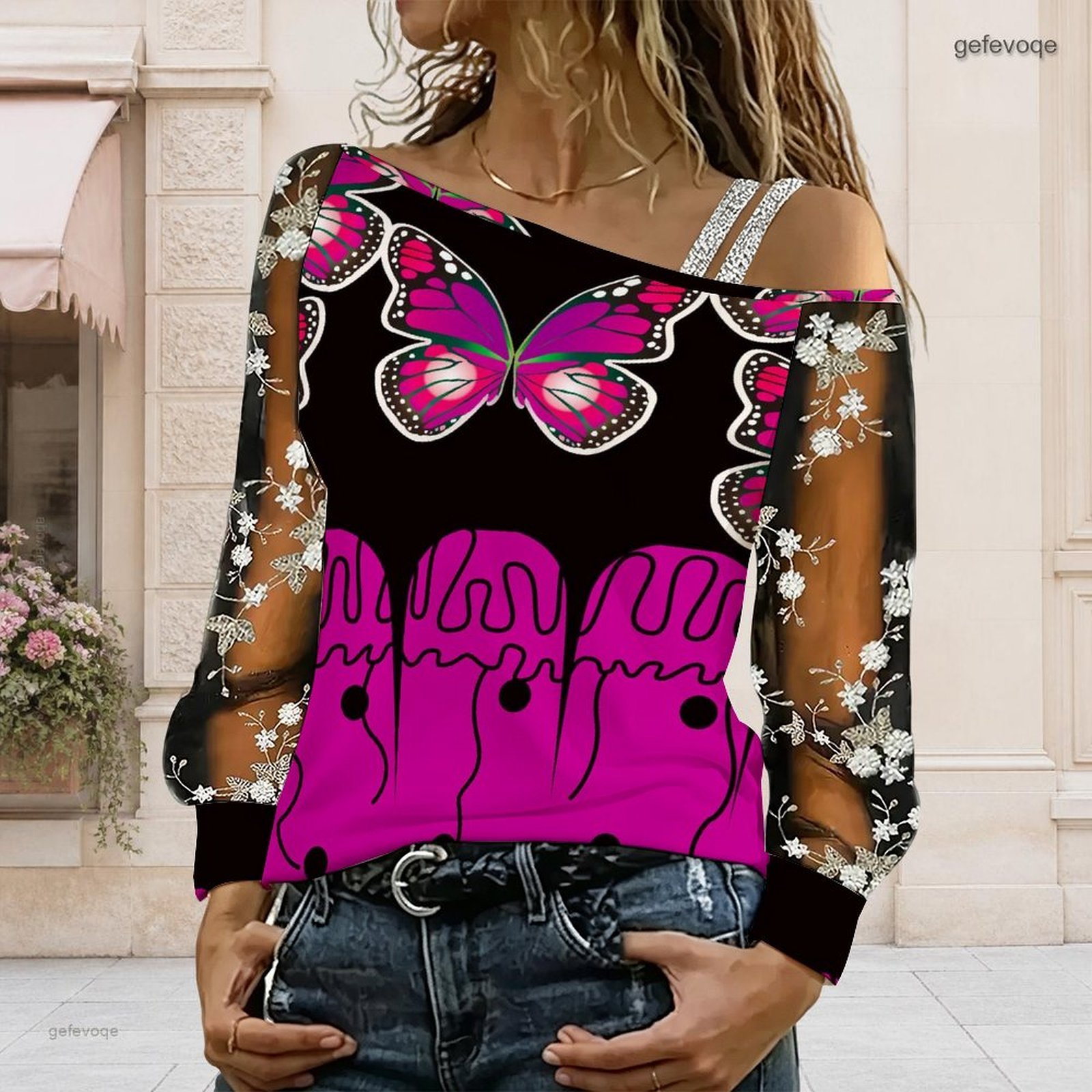 เสื้อผู้หญิงเปิดไหล่ ทรงไม่สมม - Asymmetric Top Women บทวิจารณ์และราคา
