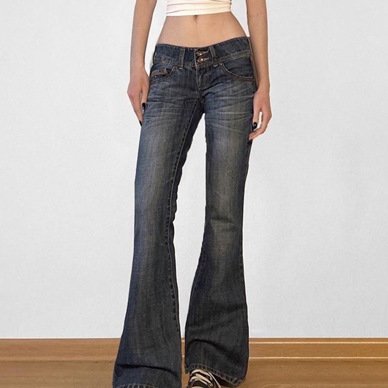 กางเกงยีนส์ทรงบานสไตล์วินเทจ Y - Mom Jeans Women บทวิจารณ์และราคา