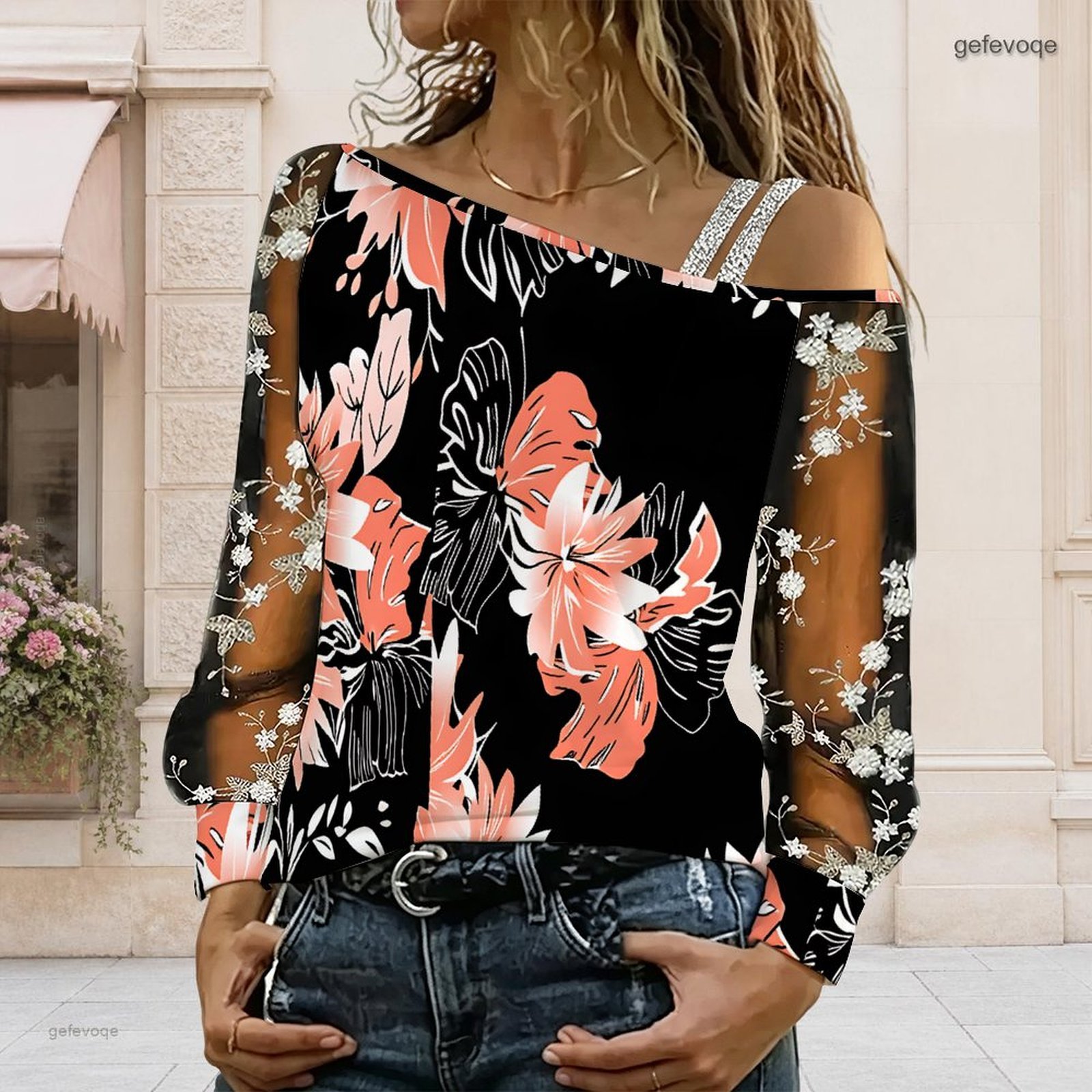 เสื้อผู้หญิงเปิดไหล่ ทรงไม่สมม - Asymmetric Top Women บทวิจารณ์และราคา