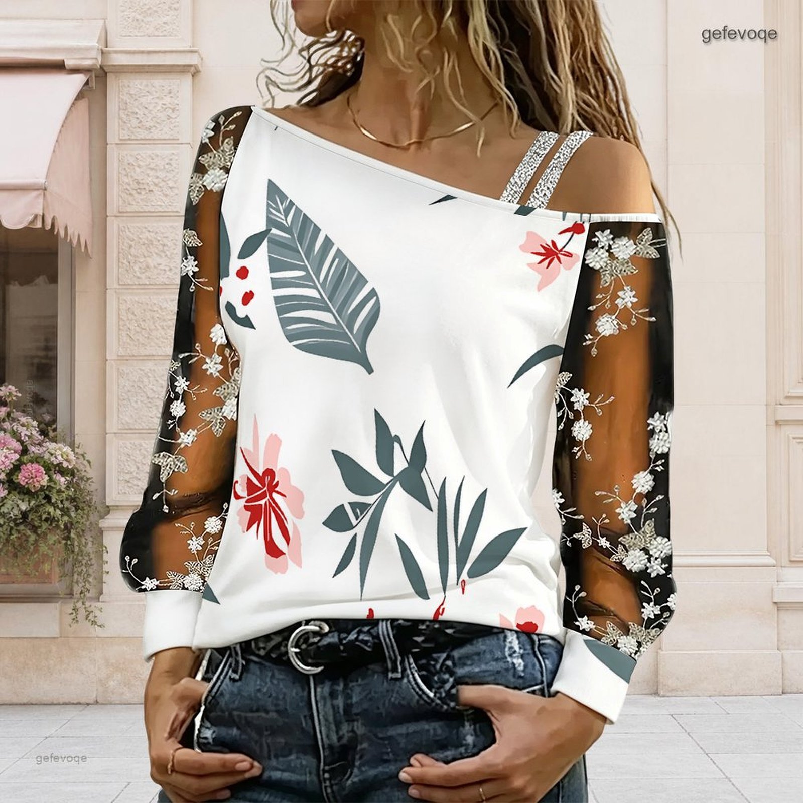 เสื้อผู้หญิงเปิดไหล่ ทรงไม่สมม - Asymmetric Top Women บทวิจารณ์และราคา