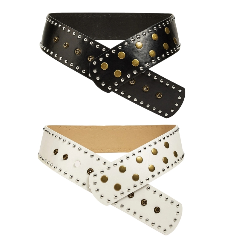 Edgy Gothic Punk เข็มขัดกระดุม - Women'S Fashion Edgy บทวิจารณ์และราคา