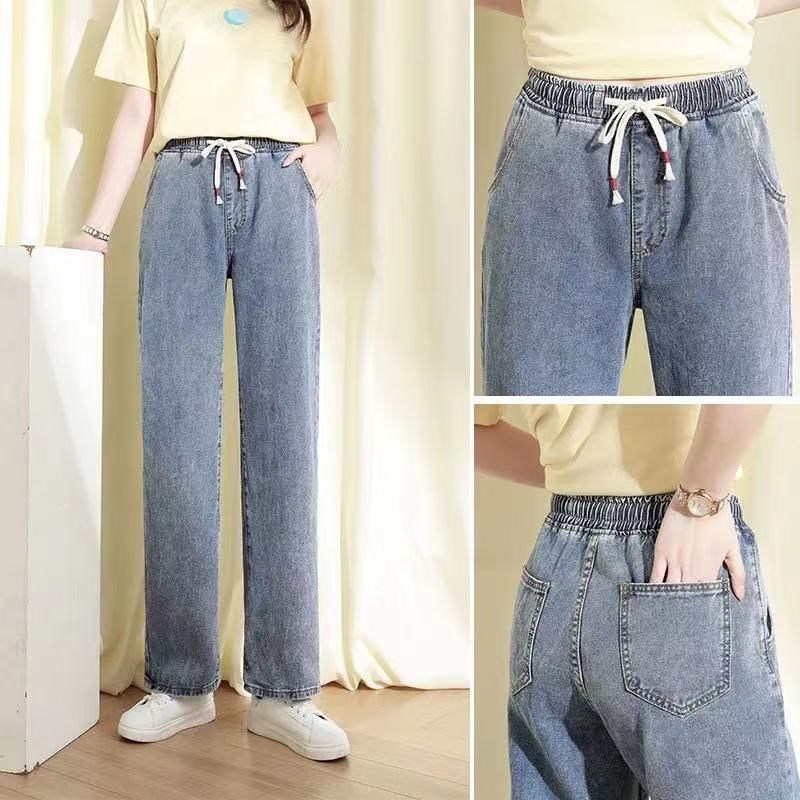 กางเกงยีนส์เอวสูงทรงตรงขาบานสี - Mom Jeans Women บทวิจารณ์และราคา