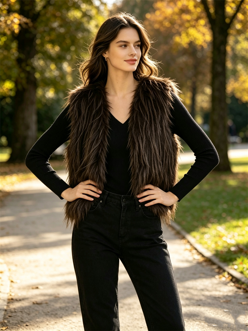 เสื้อกั๊กขนเฟอร์เทียมสำหรับผู้ - Women'S Fashion Gilet บทวิจารณ์และราคา