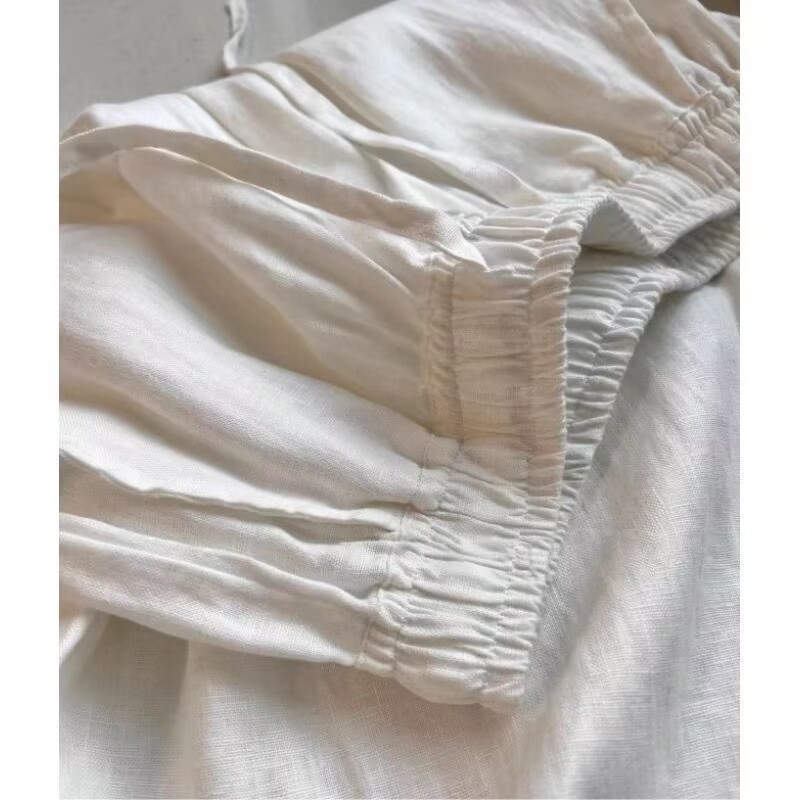 ชุดเสื้อกางเกงขายาวผ้าฝ้ายลินิ - Wide Leg Palazzo Pants บทวิจารณ์และราคา