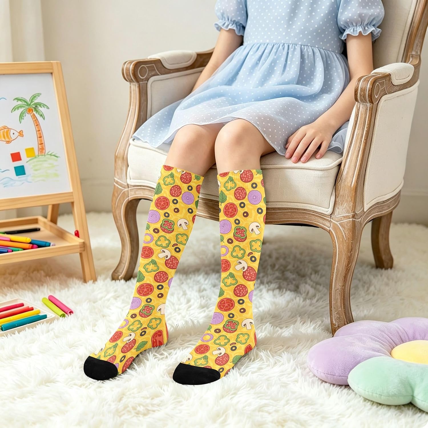 ถุงเท้ายาวลายพิซซ่าสำหรับผู้ชา - Women Fashion Fun บทวิจารณ์และราคา