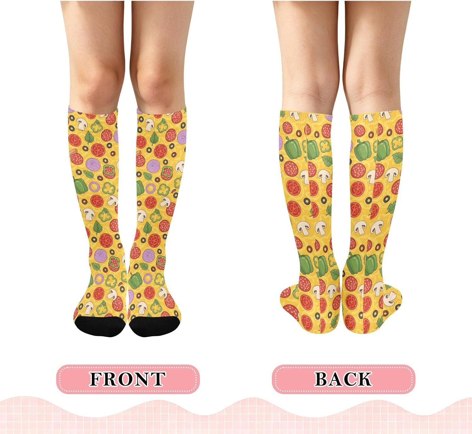 ถุงเท้ายาวลายพิซซ่าสำหรับผู้ชา - Women Fashion Fun บทวิจารณ์และราคา