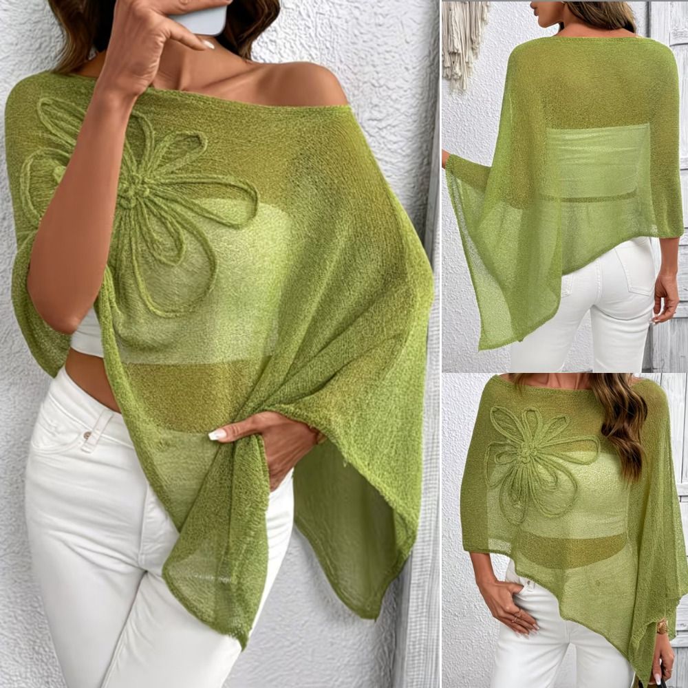 เสื้อคลุมไหล่เฉียงแบบโปร่งลายด - Asymmetric Top Women บทวิจารณ์และราคา