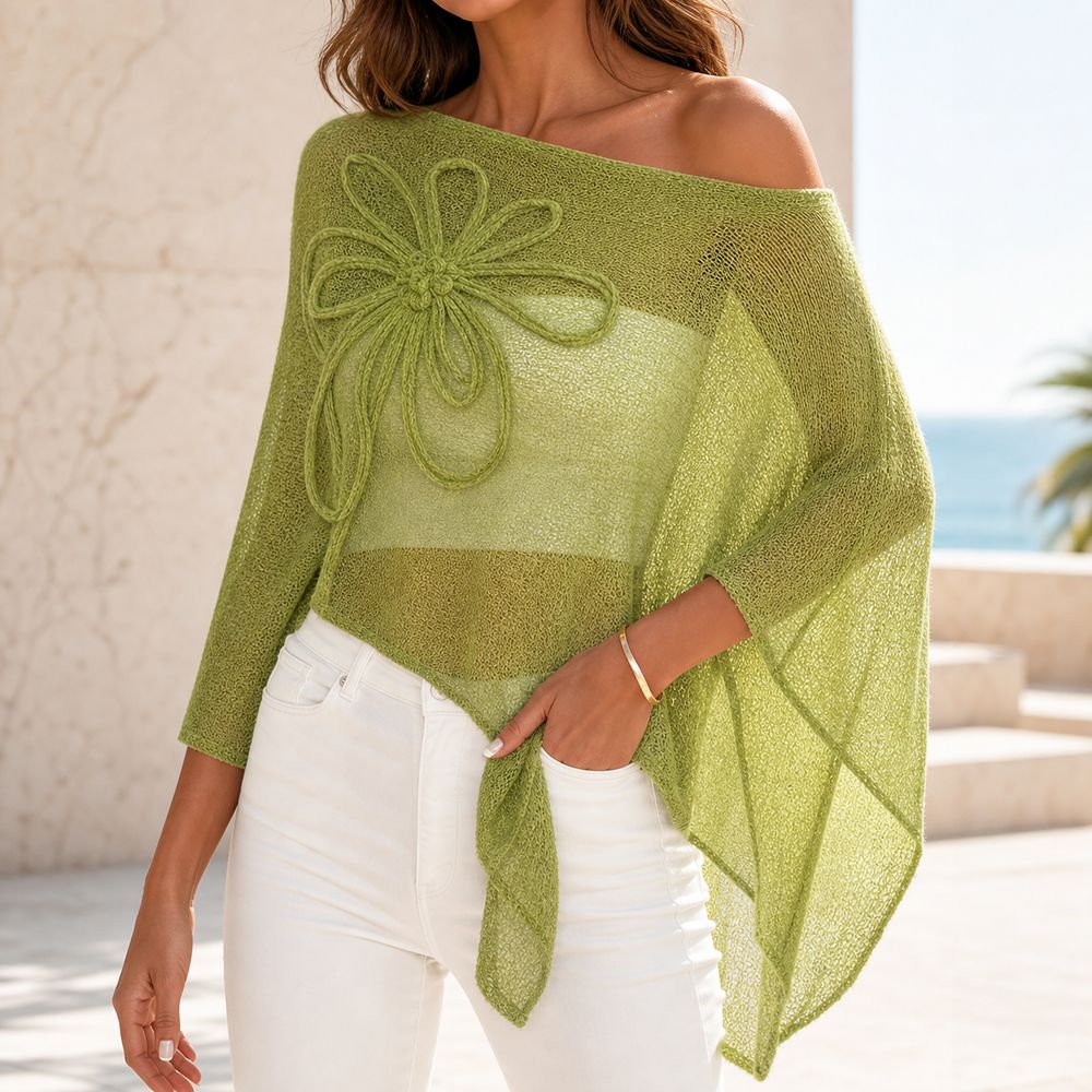 เสื้อคลุมไหล่เฉียงแบบโปร่งลายด - Asymmetric Top Women บทวิจารณ์และราคา