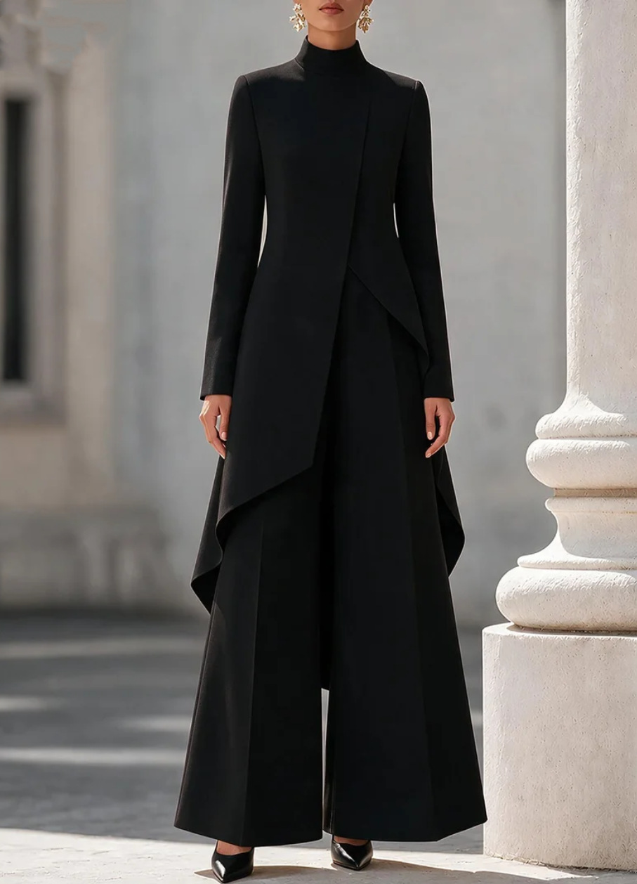 ชุดเซ็ตผู้หญิงสองชิ้น เสื้อคอเ - Wide Leg Palazzo Pants บทวิจารณ์และราคา