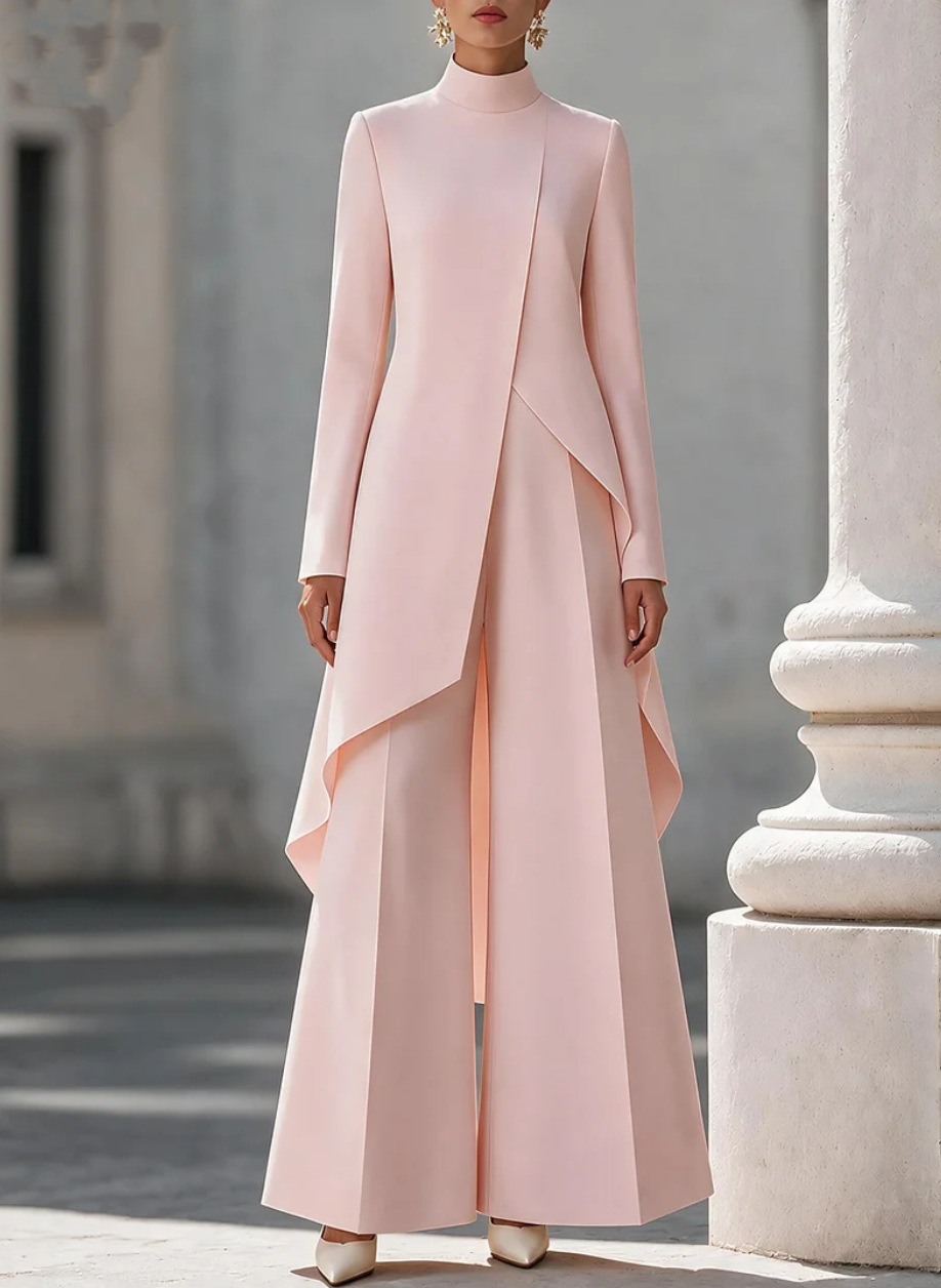 ชุดเซ็ตผู้หญิงสองชิ้น เสื้อคอเ - Wide Leg Palazzo Pants บทวิจารณ์และราคา