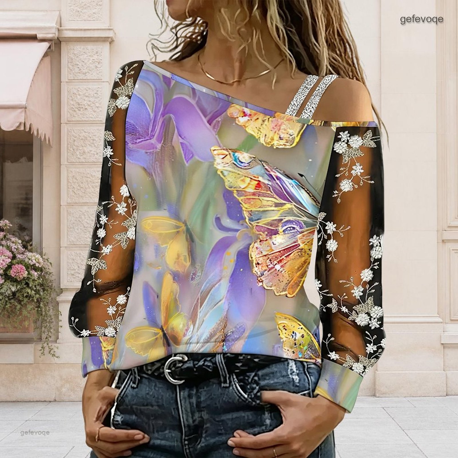 เสื้อผู้หญิงเปิดไหล่ ทรงไม่สมม - Asymmetric Top Women บทวิจารณ์และราคา