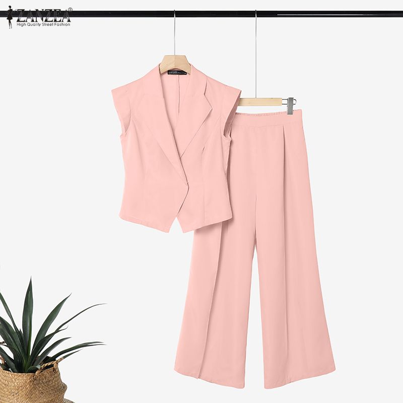ZANZEA ชุดฤดูร้อนแบบจับจีบสำหร - Wide Leg Palazzo Pants บทวิจารณ์และราคา