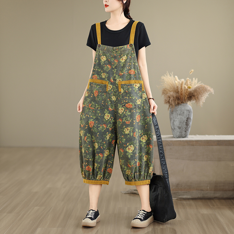 จั๊มพ์สูทเดนิมลายดอกไม้แฟชั่น  - Mom Jeans Women บทวิจารณ์และราคา