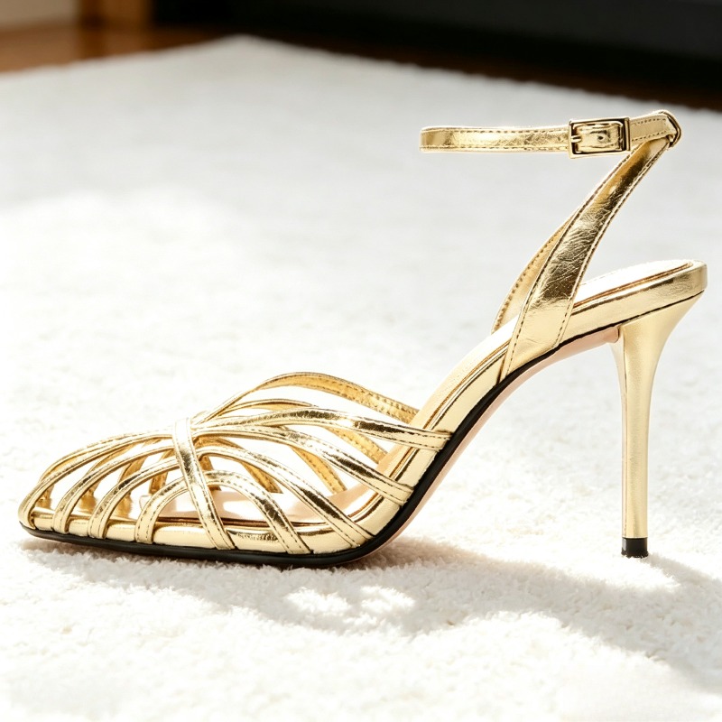 รองเท้าส้นสูงแบบรัดข้อเท้าสีทอ - Women Fashion Ideas บทวิจารณ์และราคา