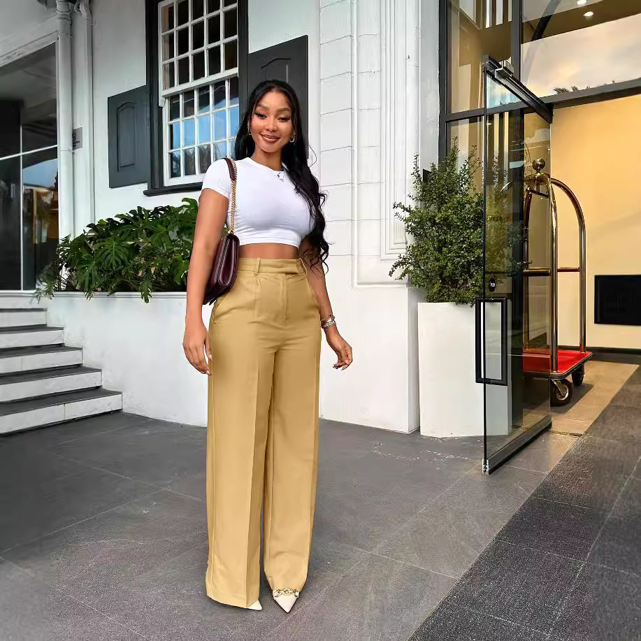 ยาวกางเกงผู้หญิงกางเกงขากว้างเ - Mom Jeans Women บทวิจารณ์และราคา