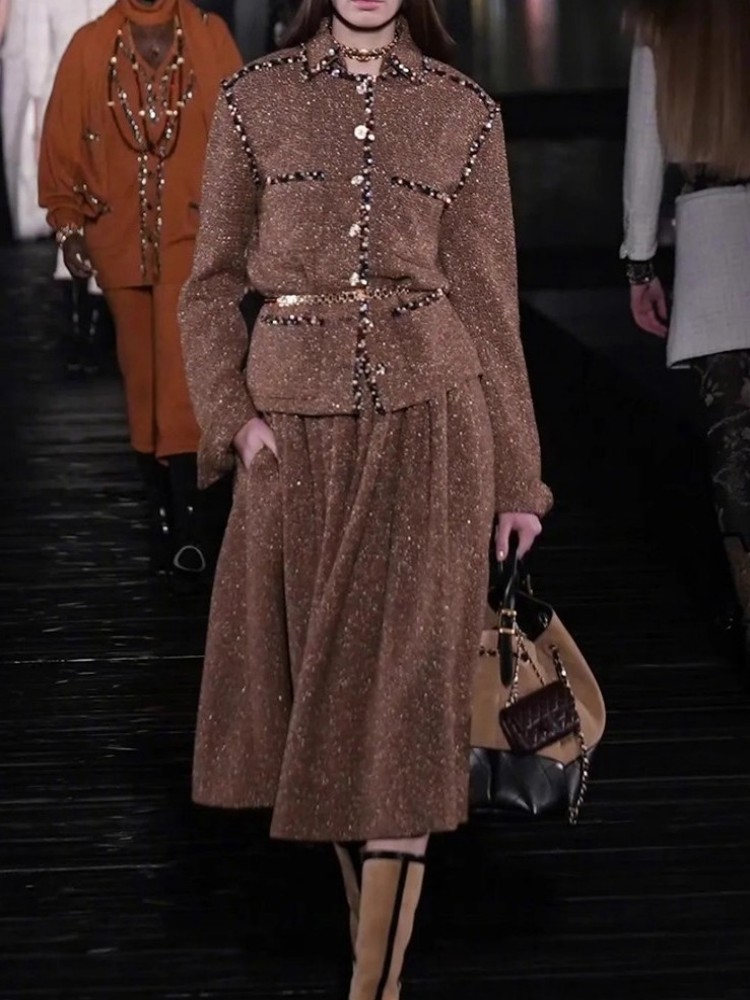 ชุดแจ็คเก็ตทวีดปักเลื่อมคอปกแบ - Belted Shirt Dress บทวิจารณ์และราคา