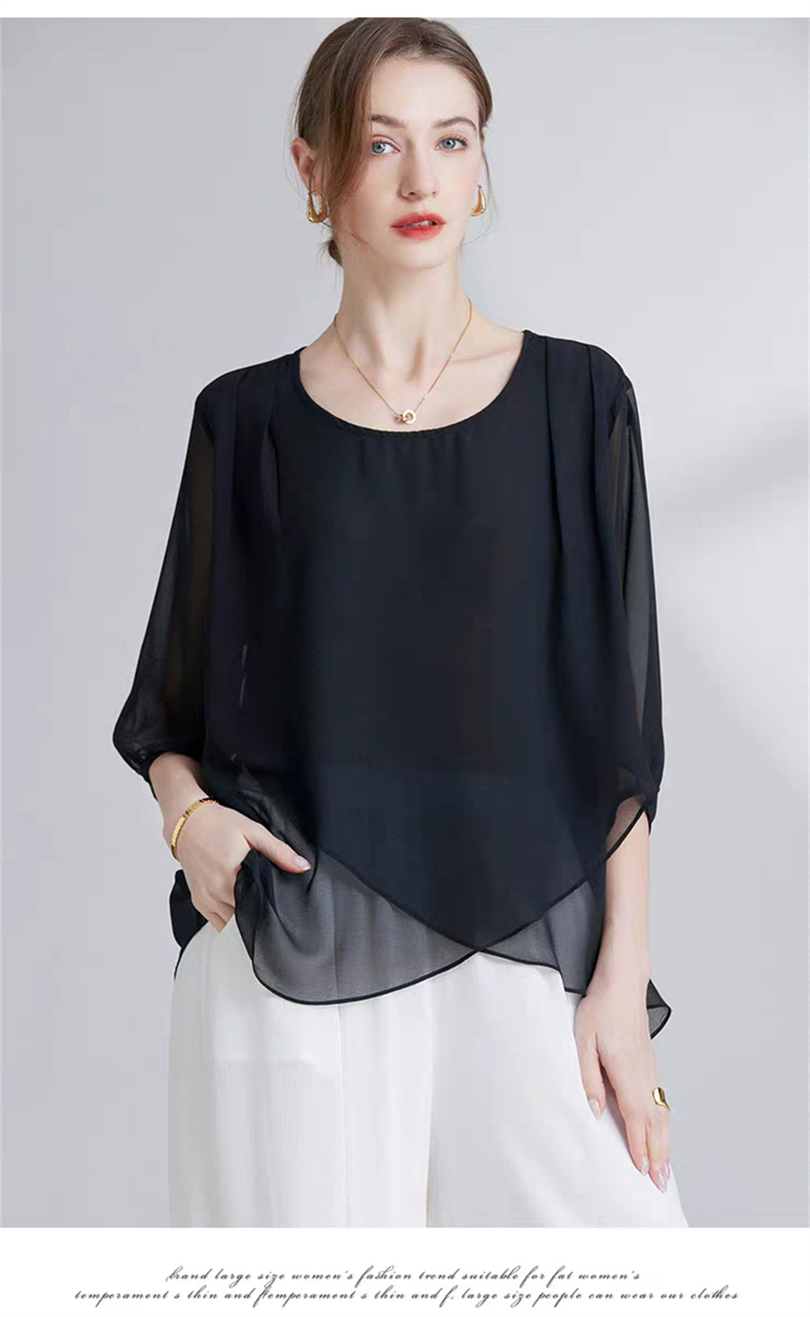 เสื้อชีฟองสไตล์เกาหลีสำหรับผู้ - Asymmetric Top Women บทวิจารณ์และราคา