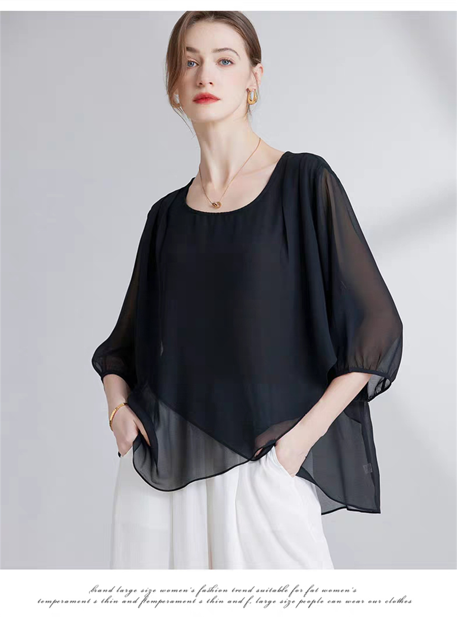 เสื้อชีฟองสไตล์เกาหลีสำหรับผู้ - Asymmetric Top Women บทวิจารณ์และราคา