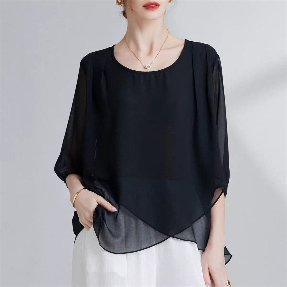 เสื้อชีฟองสไตล์เกาหลีสำหรับผู้ - Asymmetric Top Women บทวิจารณ์และราคา